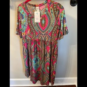 Paisley Grace Boutique Hot Pink Multi Color Dress